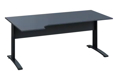 ERK 28 - 184 stůl kancelářský, rohový, levý, kovová podnož černá, deska 25 mm, široký 1800 mm, antracit